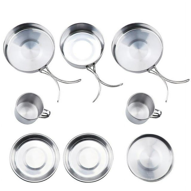 8 utensilios de cocina de acero inoxidable.