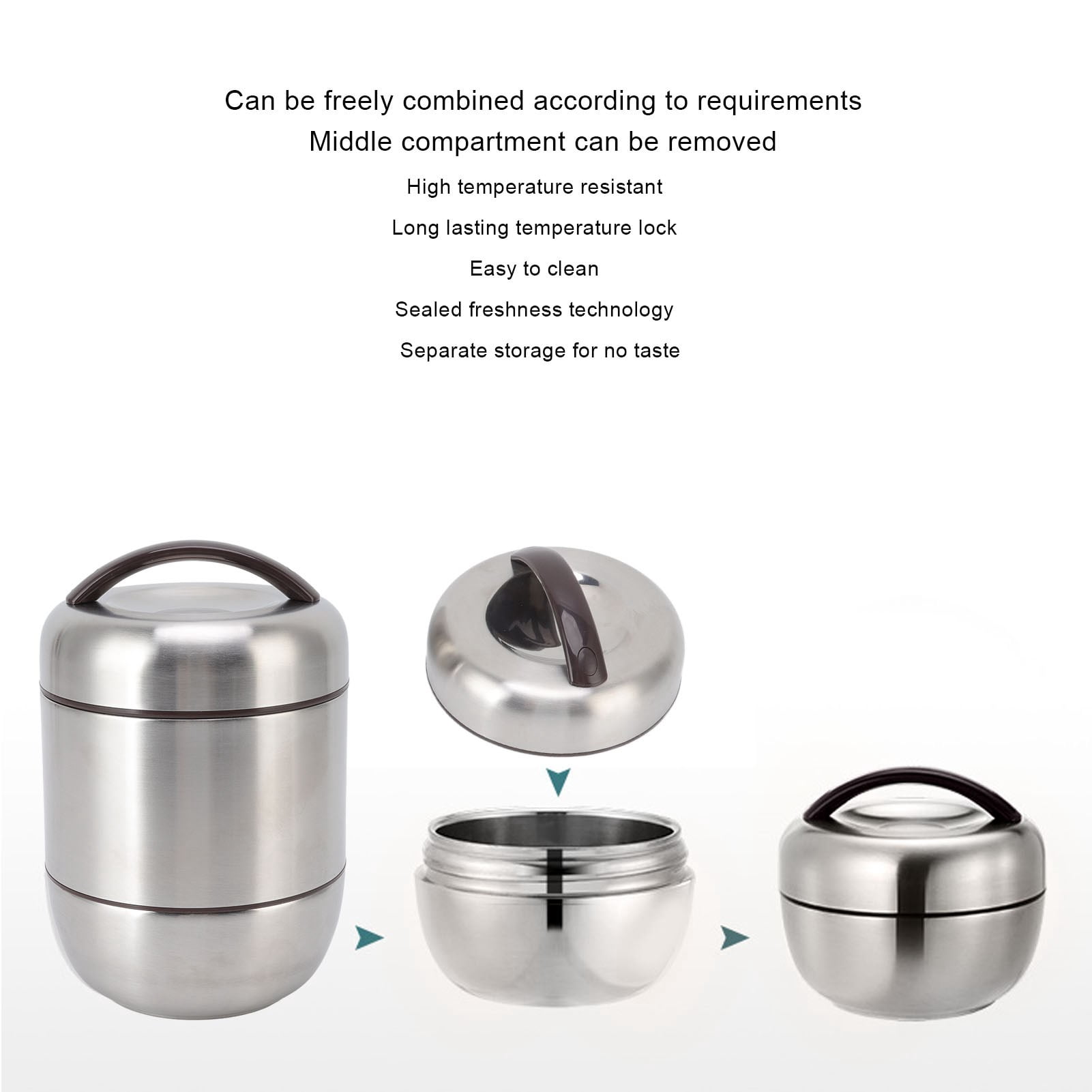 4 Layer Stackable Compartment Insulation Bento Lunch BoxStainless Steel Lunch Container With Airtight Cover Food Compartment for Outdoor Travel