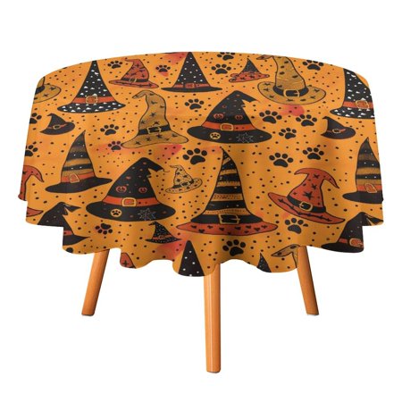 

JINGDS Halloween Mini Hats Cat Paw-4 Round Table Cloth Halloween Tablecloth Thanksgiving Day Table Cloth Round Cover Circle Tablecloth for Halloween Thanksgiving Fall Party