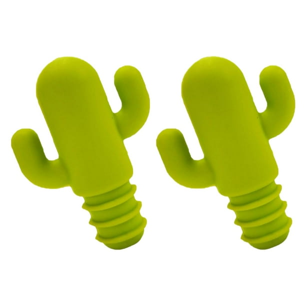 Cactus Botella de Vino Tapones 2pcs Silicona Botella de Vino Tapón Lindo Sellado Botellas de Cerveza Tapones Tapón Hogar Botella Tapa de Repuesto Accesorios para Hervidor de Agua