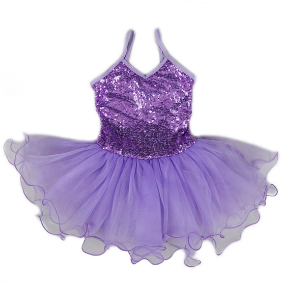 Wenchoice Purple Sequins Ballet Dress Girls L(5Y-6Y)