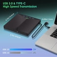 thumbnail image 3 of OUSITAID External CD/DVD Drive For Desktop And Laptop Computers  USB 3.0 DVD Player  Portable CD/DVD Burner  CD ROM External DVD Drive  Support For Laptops  Desktops  PCs  Windows 11/10/8, 3 of 6