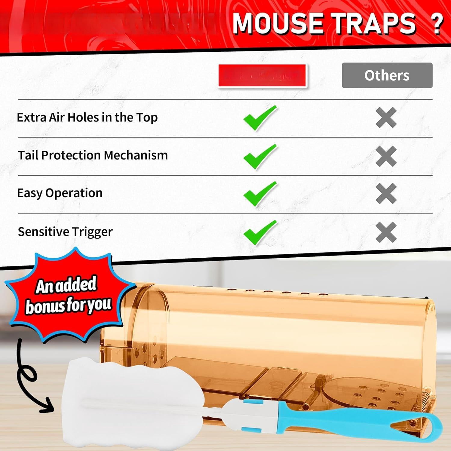 Humane Mouse Traps 6 Pack  No Touch Catch And Release Live Rodent Reusable With Cleaning Brush Pet Safe Indoor Outdoor Control For Mice Rats Chipmunks Voles Brown