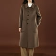thumbnail image 2 of Women's Long Trench Coat Single Breasted Lapel Collar Wool Blend Jacket with Pockets Winter Casual Overcoat (XL, Coffee), 2 of 3