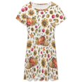thumbnail image 3 of Autumn Watercolor Pattern with Ripe Pumpkins And Sunflower Flowers Short Sleeve Dress Women Summer Evening Dresses Ladies Sundress, 3 of 7
