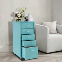 Metal  5-Drawer File Storage Cabinet with Wheels, Blue 11*16.1*27.1in