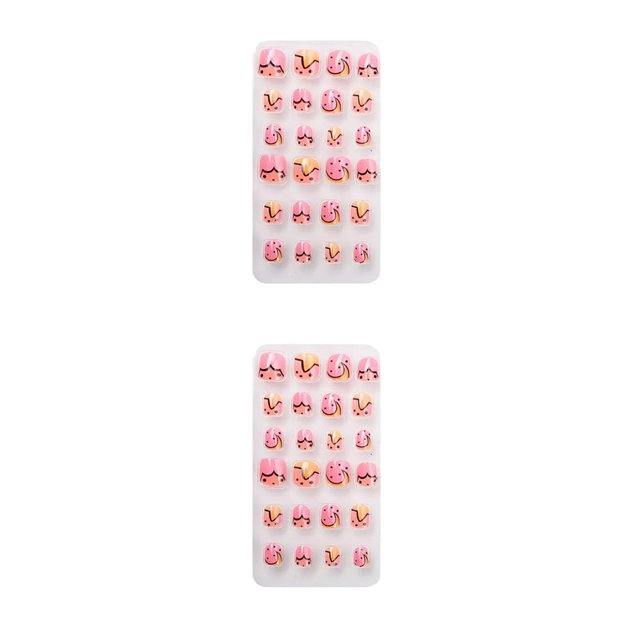 Vogacara 1 Juego de puntas de uñas artificiales Prensa en las uñas para niños Dibujos animados Adorable Pre-pegamento Cobertura completa Salón DIY Kit PNT-16-19 2piezas Vogacara CBP269447