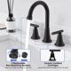 thumbnail image 4 of Grifos de baño Hurran, bronce frotado con aceite, 3 orificios, paquete de 2, 4 of 9