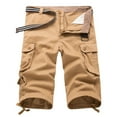 thumbnail image 3 of Cargo Pants for Men Cotton Solid Color Capris with Pockets Outdoor Work Hiking Capri Pants, 3 of 9