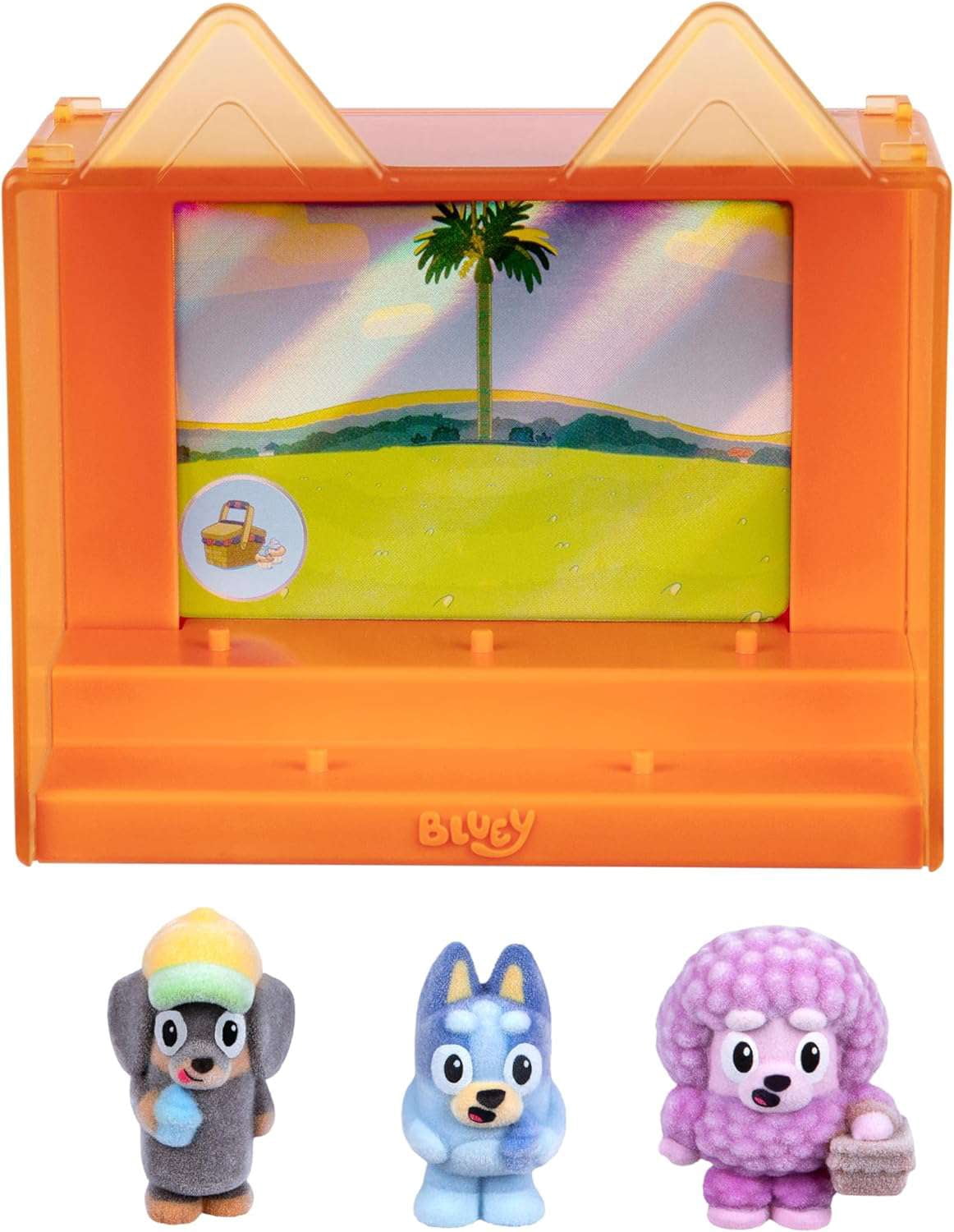 Bluey Fuzzies Episode Pack: Shadowlands, 3 Flocked Collectibles (Incl. 1 Exclusive), Display Case, Trading Card, and Collector's Guide. Ages 4+