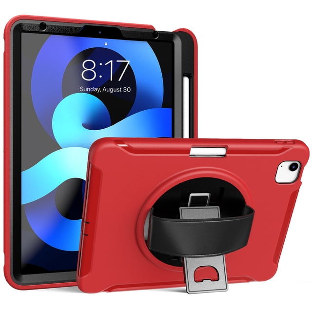 YSTINNG For iPad Air 5th/4th Generation Case 10.9 Inch Rugged Shockproof Cover with Pencil Holder, Kickstand A311-001
