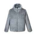 thumbnail image 3 of CYRBOKO Boys Fleece Jackets, Casual Full Zip Stand Collar Thermal Long Sleeve Winter Coats Gray Size 7-8 T, 3 of 3