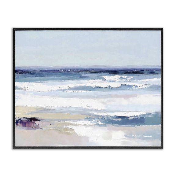 Stupell Industries Contemporary Abstract Waves on Shore Black Framed Giclee Art, 14 x 11, by LSR Design Studio