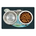 thumbnail image 1 of Astronaut Pet Mat for Food and Water, Man in a Costume Sitting on top of the World Asking for Help, Non-Slip Rubber Mat for Dogs and Cats, 18" X 12", by Ambesonne, 1 of 2