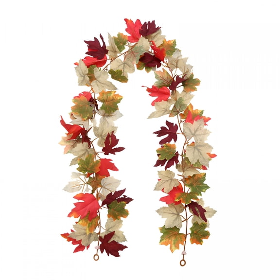 LAMIRO Fall Garland,Artificial Maple Leaf Autumn Garland Hanging Fall Vines Table Decorations Front Door Fall Decor Thanksgiving Decorations Decor Outside Indoor Decor