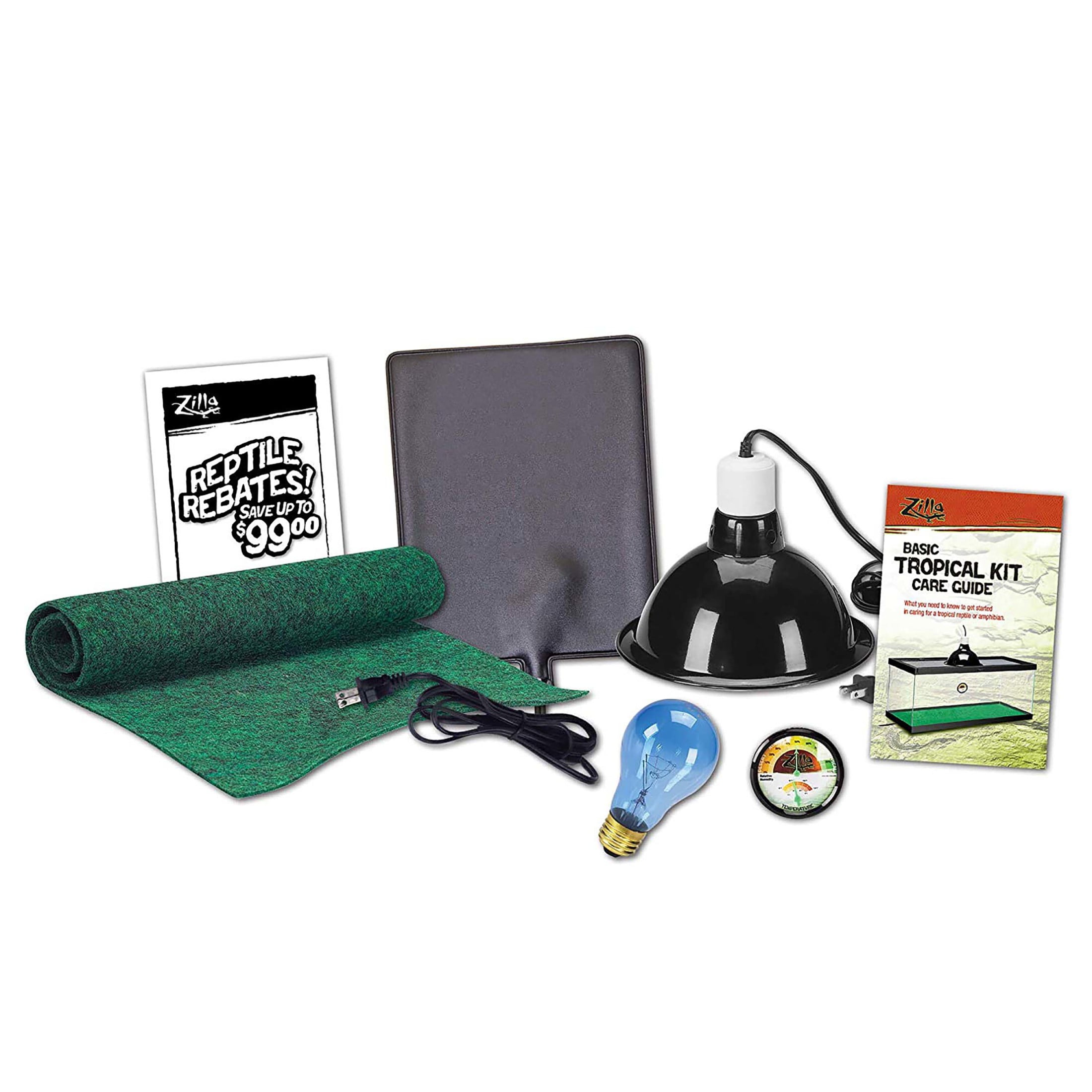 Zilla Pet Reptile Starter Habitat Kit with Light and Heat for Small Tropical Dwelling Animals, Terrarium Starter Kit 10 Gallon