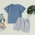 thumbnail image 5 of kpoplk Toddler 2 Piece Outfit Boy 5T Summer Short Sleeve Crewneck Solid T-Shirt Pocket Shorts(Blue,2-3 Y), 5 of 9