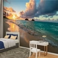 thumbnail image 2 of Peel and Stick Wallpaper Waterproof Lanikai Beach Sunrise Wall Mural Decor Self Adhesive and Removable 100in x 144in, 2 of 8
