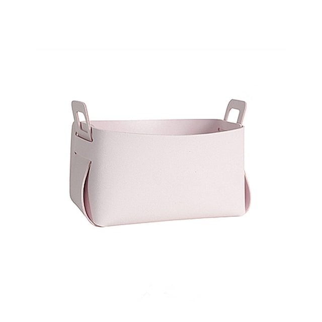 Billuyoard Cesta de almacenamiento Organizador de cuero con asa Soporte decorativo Contenedor Caja Desmontable Cosmético Papelería Decoración Almacenamiento y organización del hogar Rosa L Billuyoard HA067449-05