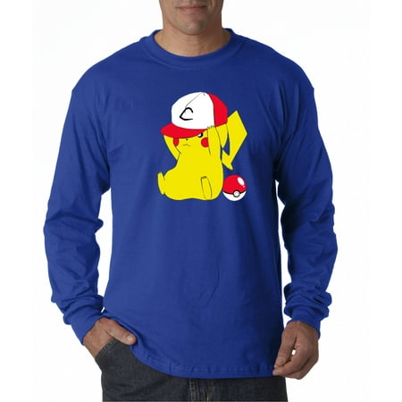 Wait Training T-shirt - New Way 522 - Unisex Long-Sleeve T-Shirt Pikachu Trainer Hat Pokeball Pokemon Go