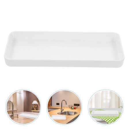 Raindrops Bathroom Organizer Tray 1Pack White Rectangular Storage Water Resistant Countertop Organization