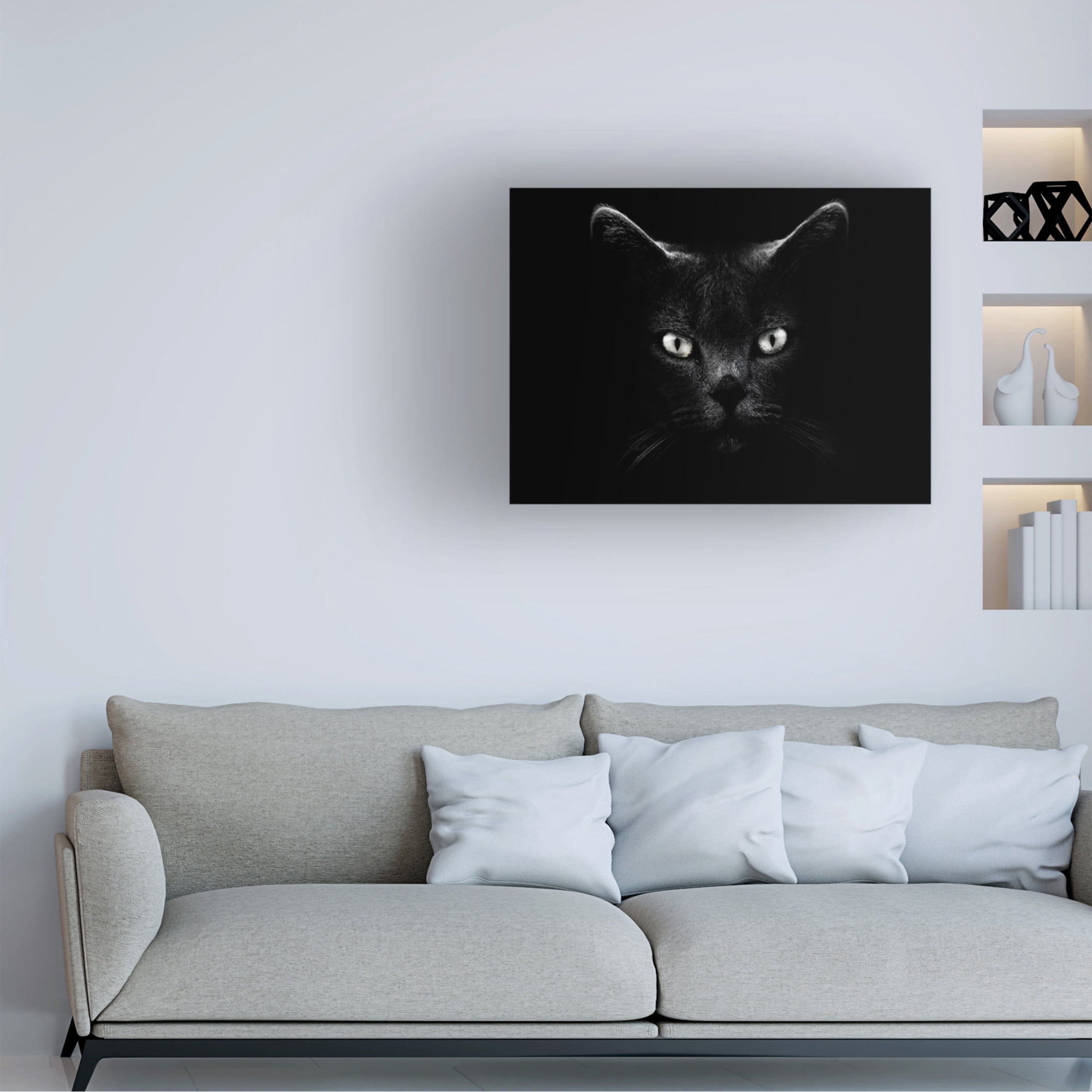 Canvas Wall Art - Antonio Grambone 'Black Cat Portrait' Wall Art for Living Room, Bedroom, or Office Décor by Trademark Fine Art - 24 x 18 Inches