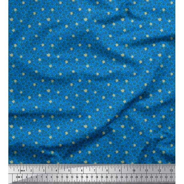 Soimoi Tissu Satin Modal Fleur Imprimé Artistique Tissu au Mètre 42 Pouces de Large