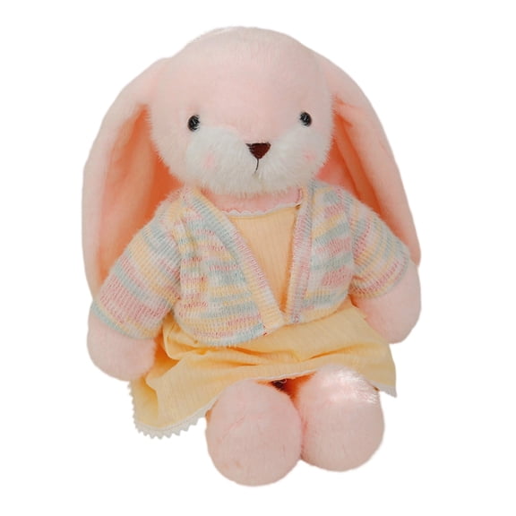 Easter Soft and Cute Plush Rabbit with dress, Cuddly Giant Stuffed Animal Bunny Plush Toy, Embraceable Plush Rabbit Dress Up Doll Gift for Easter Party Home Garden Decor Pink