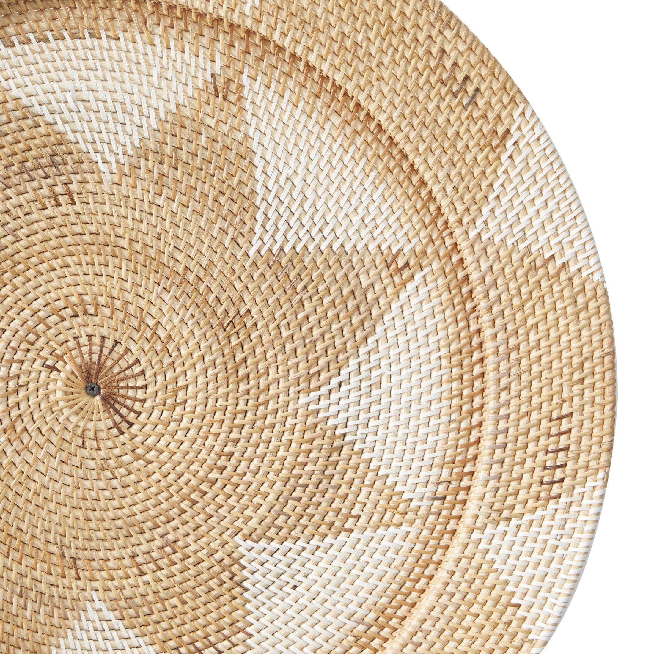 DecMode Light Brown Rattan Handmade Woven Floral Basket Plate Wall Decor (3 Count)