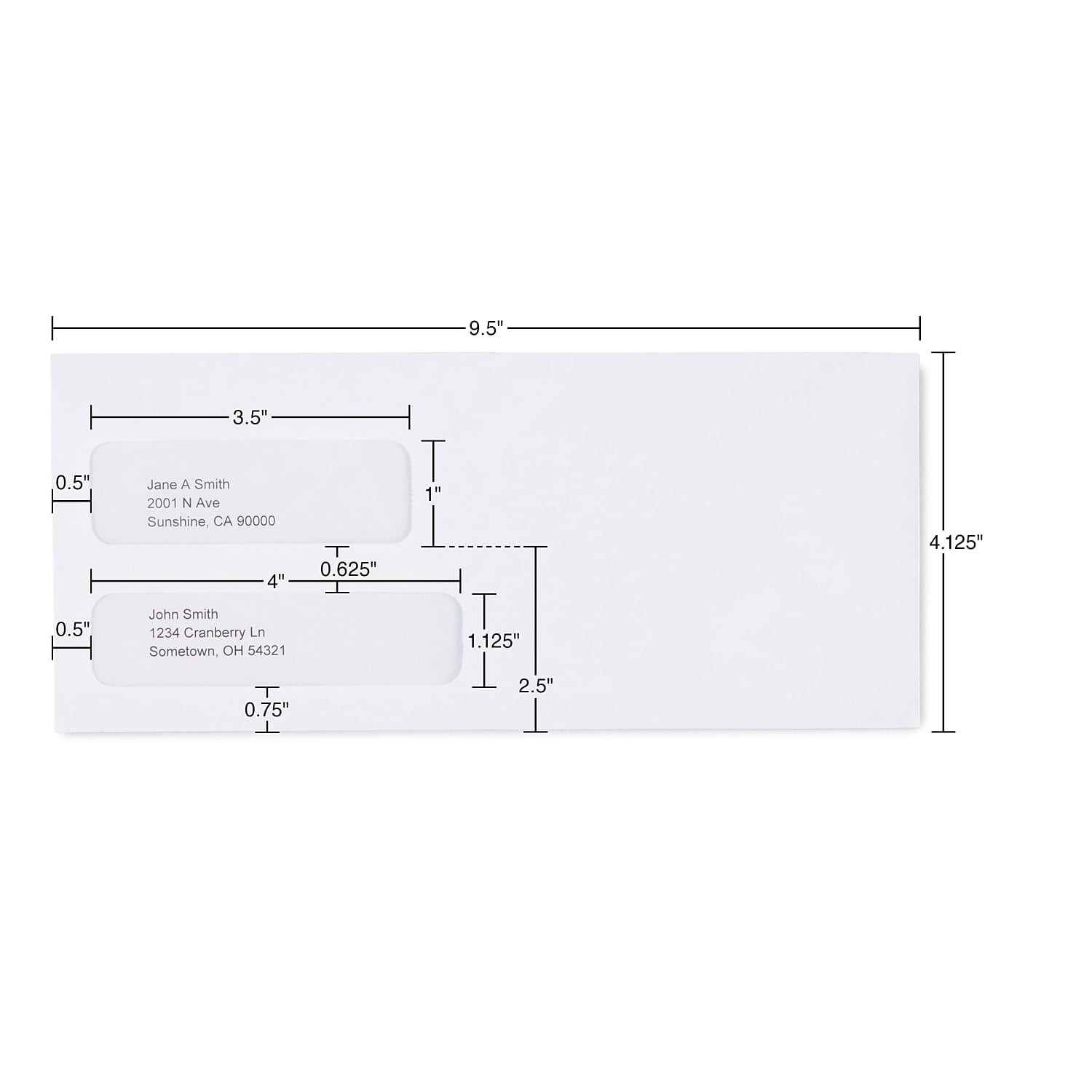 MyOfficeInnovations #10 Envelope Double Window Security-Tint Gummed Envelopes 500/Box 892095