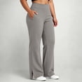 thumbnail image 2 of Plus Size Women’s Yoga Pants Elastic High Waist Casual Sweat Pants Side Split Relaxed Fits Workout Trousers with Pockets, 2 of 7