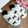 thumbnail image 4 of Xfvqtps Women Fluffy Slippers Lace Bow Versatile Cute Indoor Home Funny Winter Non-Slip Thick Sole Plush Slippers White, 4 of 9