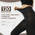 thumbnail image 3 of MANZI Women's 2 Pairs Super Opaque Tights for Women 120 Denier Control Top Pantyhose, 3 of 8