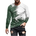 thumbnail image 2 of BLTIBY Men's Sweatshirt Spring Fall Gradient Printed Sports Pullover Round Neck Long Sleeve Top Fashin Casual Blouse Tops Green L, 2 of 5