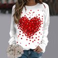 thumbnail image 2 of SOMOWI Chandails de la Saint-Valentin pour Femmes, Imprimé, Col Rond, Coupe Ajustée, Chandail à Enfiler, Manches Longues, Entraînement, Blouse Ample, Blanc, Graphique, Hauts d'Automne, P, 2 of 5