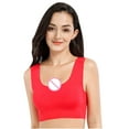 thumbnail image 2 of ATOYSOY Plus Size Sports Everyday Bra Breathable Push Up Underwear Wireless Seamless Support Full Coverage Silk Workout Running Gym Yoga Girls Teens Comfy Bra Red, 2 of 5