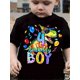 thumbnail image 1 of Boys' 4th Birthday Dinosaur Graphic T-Shirt - Cartoon Dinosaur with Party Hat & Balloons Print Spring Summer Fall Playwear, Party Graphic Tee | Festive Clothing | Comfortable Fit Tee, Dinosaur Toys, 1 of 6