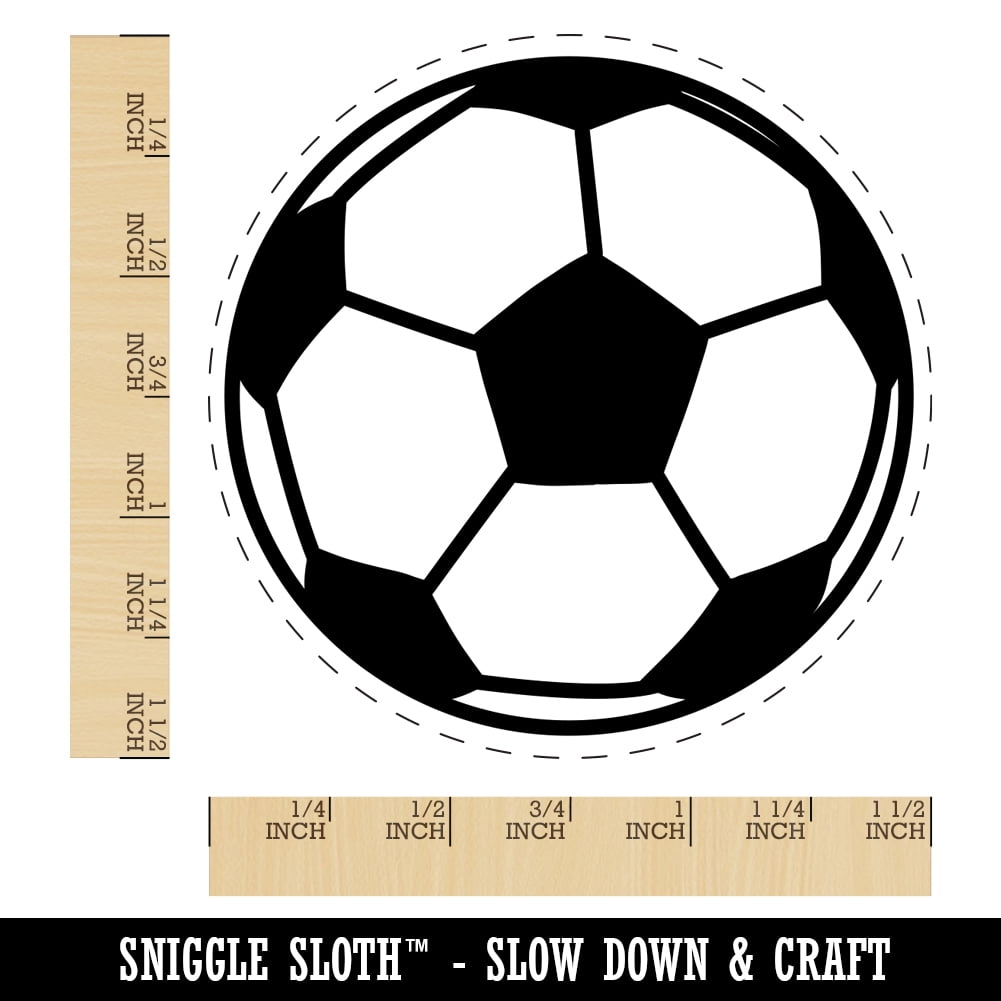 Soccer Ball Self-Inking Rubber Stamp Ink Stamper - Blue Ink - Large 1-1/2 Inch