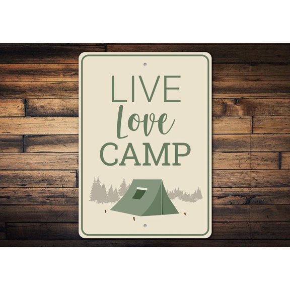 Live Love Camp Novelty Decor, Metal Wall Sign - 10x14 Inches