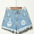 thumbnail image 5 of Women's Casual Denim Shorts Frayed Raw Hem Ripped Jeans Shorts, 5 of 5
