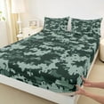 thumbnail image 3 of Feelyou Retro Camouflage Square Full Size Sheets, Green Camo Abstract Bed Sheets, Teens Kids Boys Girls Sheet Sets, Lightweight Room Decor, 4 Pieces, 3 of 7