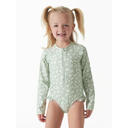 

Modern Moments by Gerber Baby and Toddler Girls Long Sleeve Rash Guard Swimsuit with UPF 50+ Sizes 12M-5T