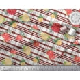 thumbnail image 3 of Soimoi Red Rayon Fabric Check & Peony Floral Printed Fabric 1 Yard 56 Inch Wide, 3 of 3