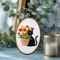 thumbnail image 4 of 4 Pack Funny Black Cat Embroidery Kits for Beginners Starter Hand Embroidery Kit with Cat Patterns and Instructions Cat Pattern Embroidery Starter Kit for Adults Women Crafting, 4 of 9