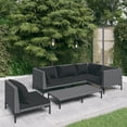 thumbnail image 1 of vidaXL 6 Piece Garden Lounge Set with Cushions Poly Rattan Dark Grey, 1 of 5