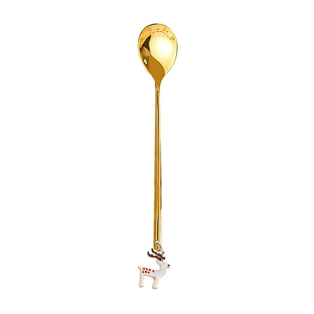 Tenedor de Café de Metal, Cuchara Navideña, Diseño de Frutas de Acero Inoxidable, Fácil de Limpiar, Ideal para Fiestas o Bares, Decoración Navideña, Regalo Perfecto para Amigos, Tamaño 13,5