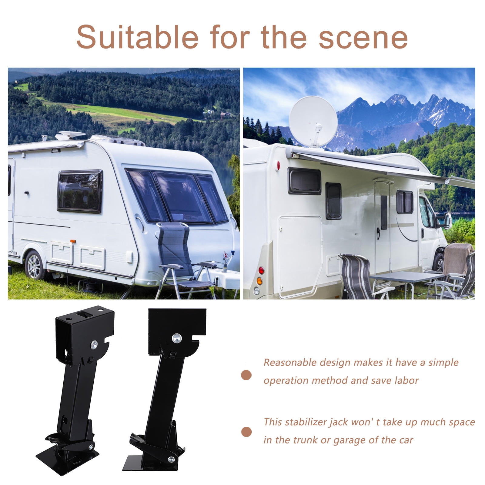 HEALEEP .4x4x3.4in Steel Trailer Stabilizer Jack for Rv and Camper Rear Stabilization