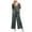 Dark Gray, variant on gakvbuo Jumpsuits For Women Summmer Dressy Wedding Women's Solid Pocket Romper Short Sleeve V-neck Belt Loose Overalls Cotton And Linen Jumpsuit