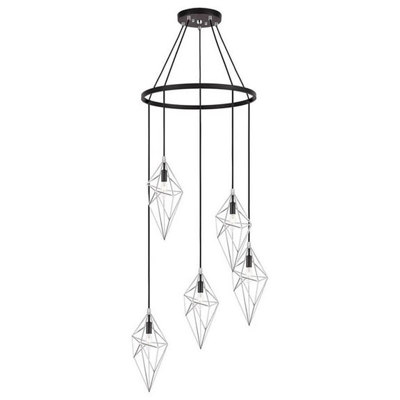 Woodbridge Lighting Lanning 5-Light Metal Chandelier in Chrome/Bronze