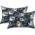 thumbnail image 2 of GZHJMY Satin Pillowcase for Hair and Skin, Cute Sharks Cooling Pillow Case with Envelope Closure Soft Breathable Silk Satin Pillow Cover for Sleeping King Size 40x20 in Home Decor, 2 of 7